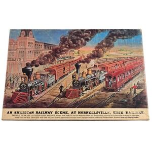 Currier & Ives double sided puzzle, Trains and Central Park. 1970 Puzzle Factory